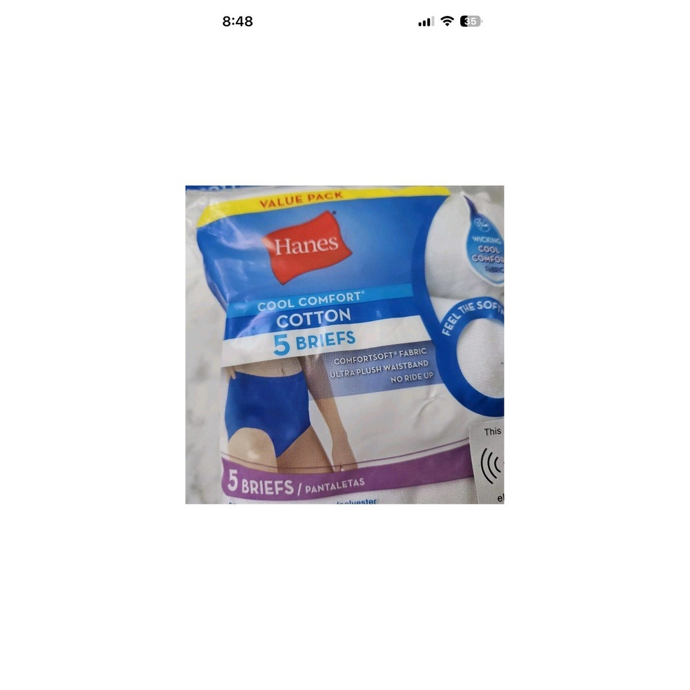Hanes 5 Pack White Size 6/M Womens Wicking Cool Comfort Cotton Fabric Briefs